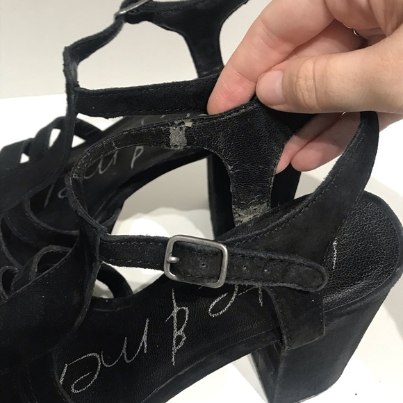 Kate & Mel Black Suede Platform Heels Womens Sz 9 - Picture 9 of 9